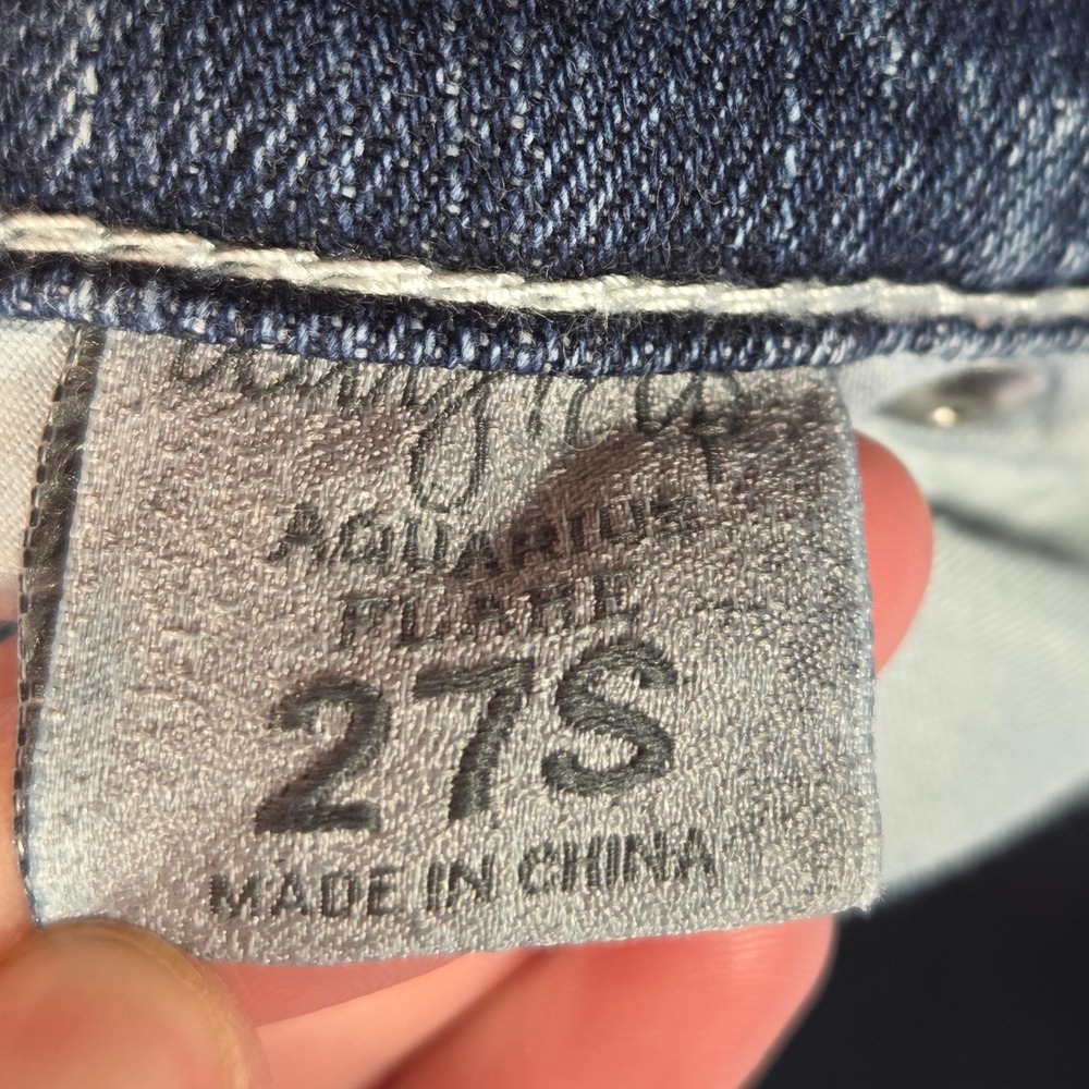 Daytrip Aquarius Flare Jeans 27S Medium Wash Distressed Rhinestone Low Rise Y2K - Picture 6 of 8